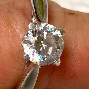 Lucita Solitaire Round Cut Cubic Zirconia Engagement Ring in Sterling Silver